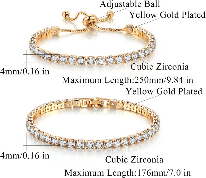 CiNily Adjustable Tennis Bracelets for Women Teen Girls Rainbow Cubic Zirconia Bracelet 14K White Gold Plated Hypoallergenic Slider Bracelet Jewelry Gift - Image 3